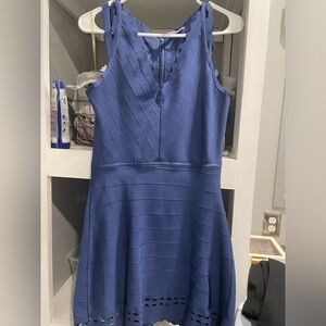 Medium blue dress-perfect for a wedding guest this spring and summer!